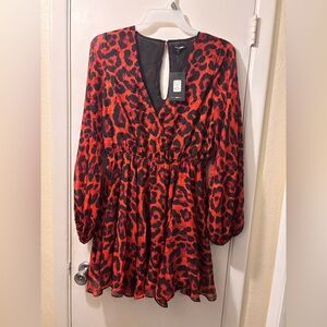 Red and Black Leopard Print Dress